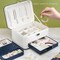 Portable Jewelry Box Mirrored Watch Organizer Necklace Ring Earring Storage Lockable Gift Case Travel Jewelry Storage (White + Pink) (white)